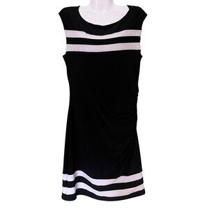 Lauren Ralph Lauren Black & White Striped Sleeveless Dress Size 14